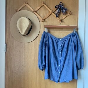 Chambray Off the Shoulder Top